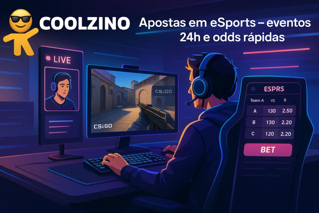 Coolzino apostas em eSports como CS:GO 24h por dia